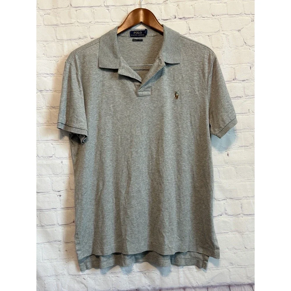 Polo Ralph Lauren Shirt Mens Large Gray Pima Soft Touch Short Sleeve Golf Polo